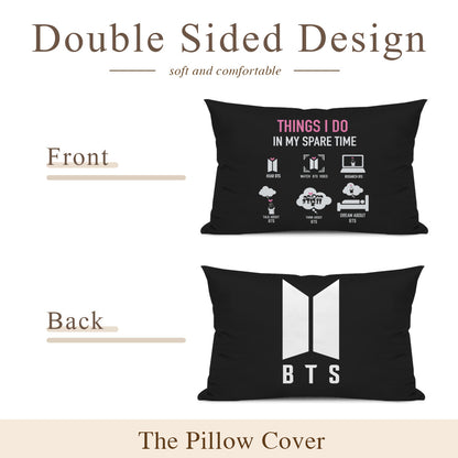 BTS Things I Do In My Spare Time themed Pillow sham - double sided pillow case -  Pillowcase! Great KPOP Gift!