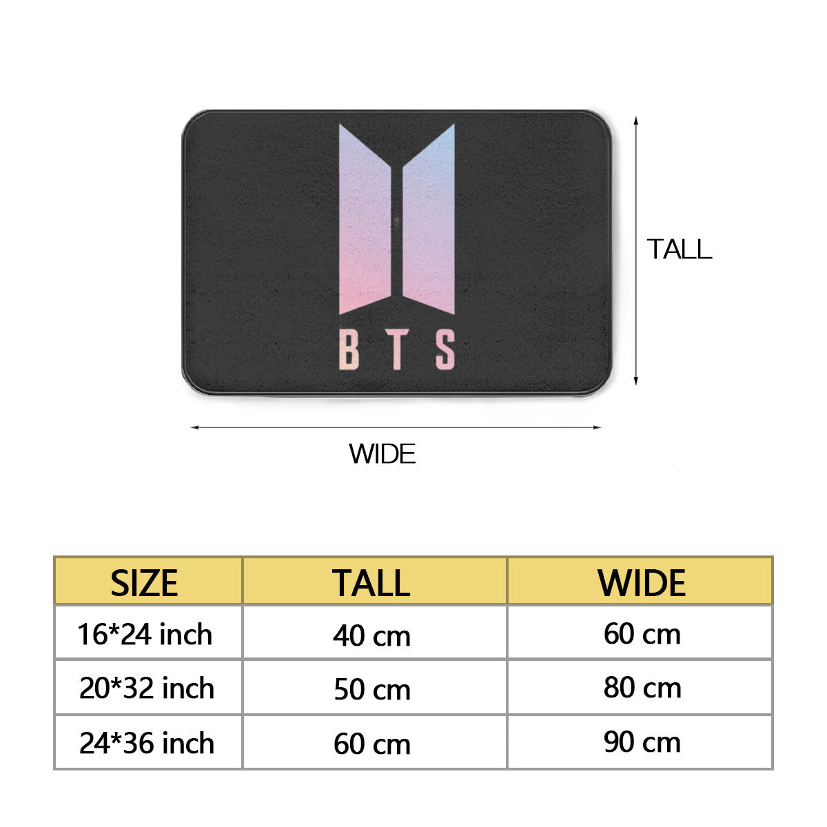 BTS Logo Home Door Area Rugs - Floor mat - Great for Army, BTS fans, house warming gift and more!
