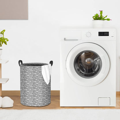 BTS BT21 Black and White Pattern Laundry Basket With Drawstring - Kpop laundry bag