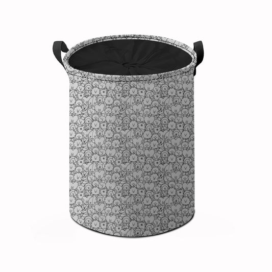 BTS BT21 Black and White Pattern Laundry Basket With Drawstring - Kpop laundry bag