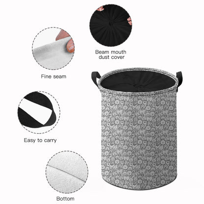 BTS BT21 Black and White Pattern Laundry Basket With Drawstring - Kpop laundry bag