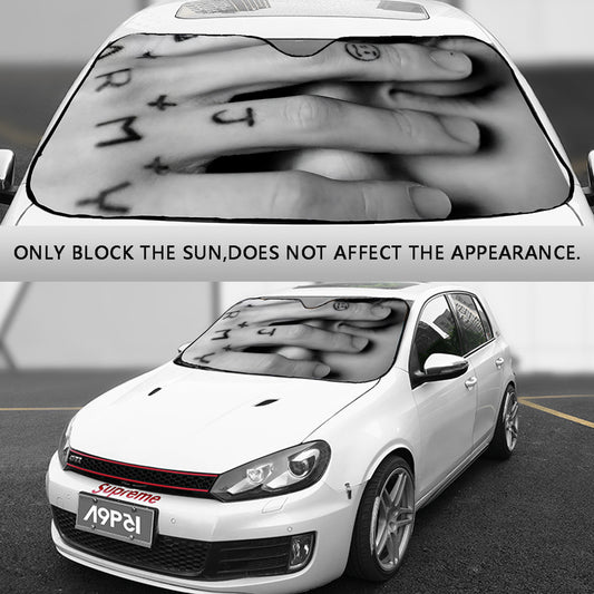 BTS JK Tattood hand / face Car shade - 2 options! Jungkook Windshield cover 3 sizes! BT21 Car Sun Shade  - Gift Bangtan Fan, Army, Sunshade