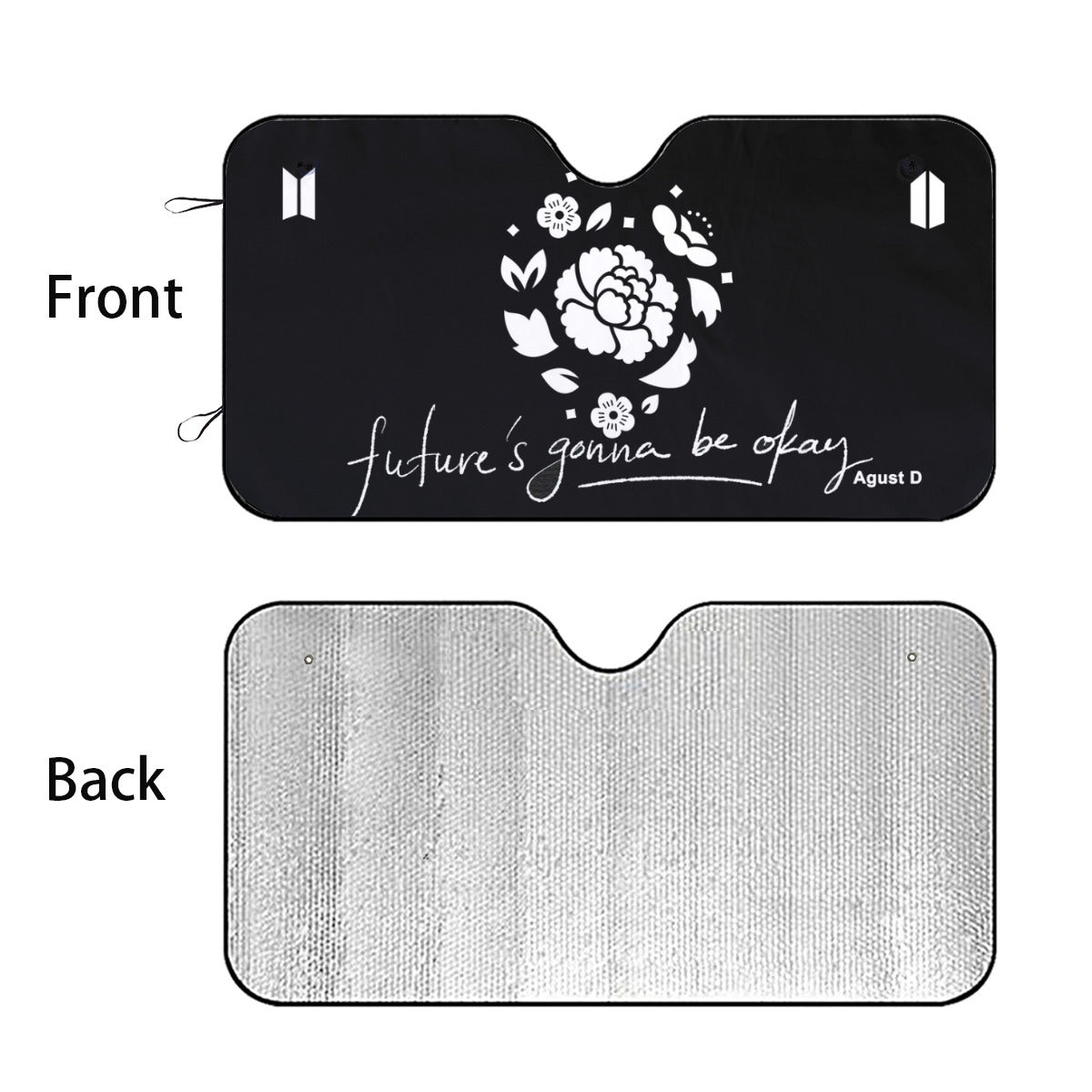 BTS Car Sun Shade - Lotus Flower Agust D - Future's Gonna Be Okay  - Car Window Shade - Bangtan Army Car Sunshade BTS - K-Pop Car