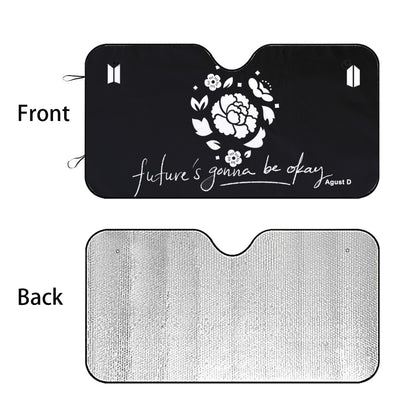 BTS Car Sun Shade - Lotus Flower Agust D - Future's Gonna Be Okay  - Car Window Shade - Bangtan Army Car Sunshade BTS - K-Pop Car