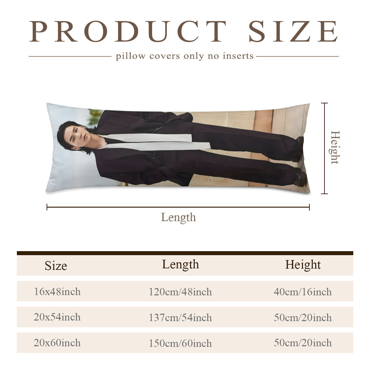 BTS Suga Body Pillow Case - 3 Sizes - BTS Yoongi full size pillow case - BTS Agust D double sided pillowcase