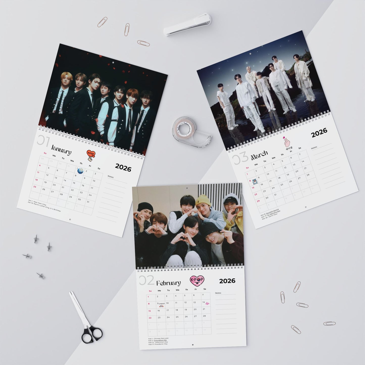 Enhypen 2026 Wall Calendar Monthly Planner KPop Gift