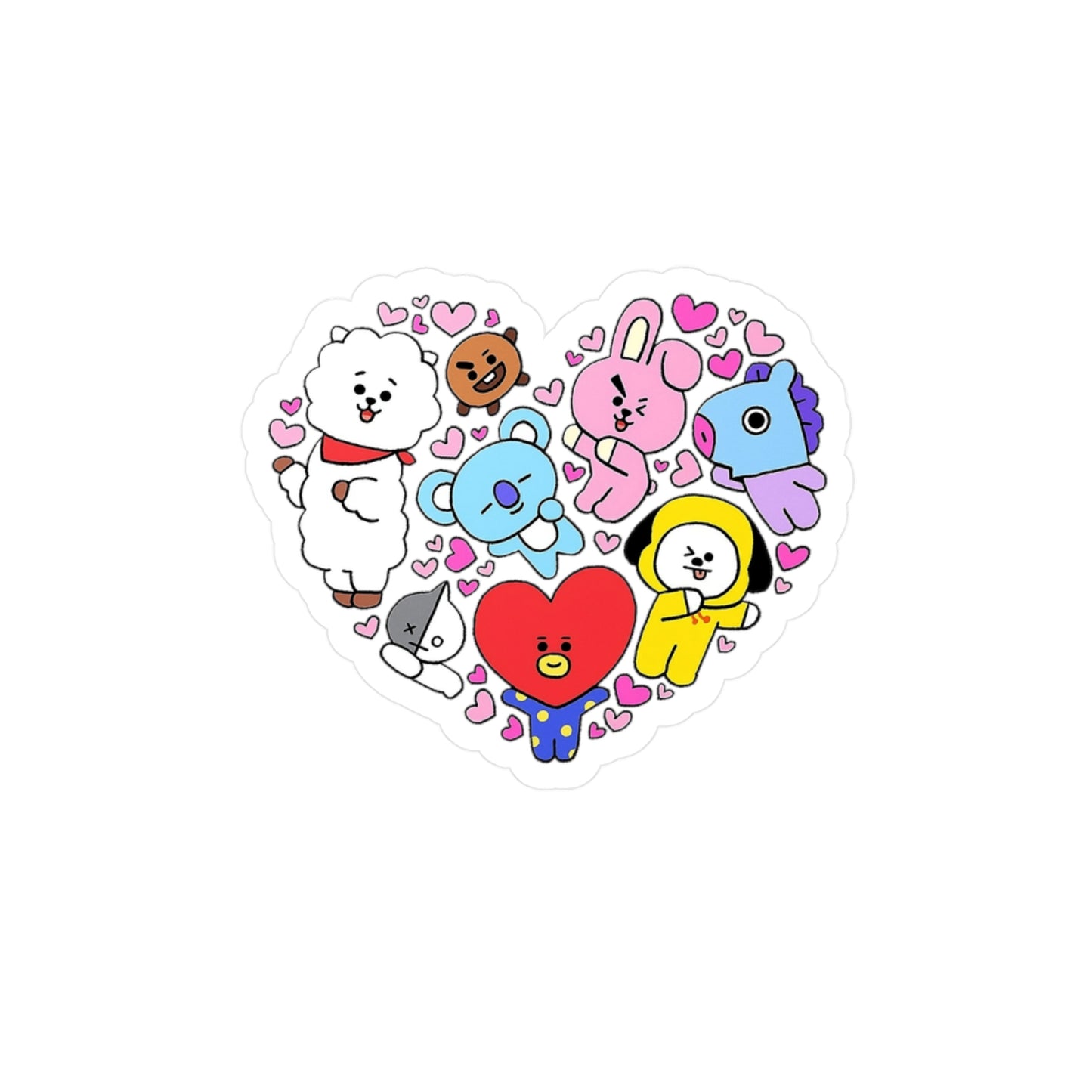 BTS BT21 In A Heart Vinyl Decals, Fun Stickers - Water, UV and Scratch Resistant!