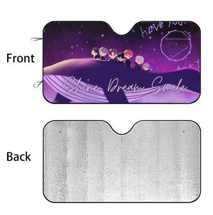 BTS Car Sun Shade - Shine Dream Smile - Ships Immediately! Size Small - 51.2"x 27.5"