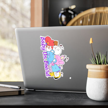 BTS BT21 Sleeping Babies - Baby On Board Vinyl Decals, Fun Stickers - Water, UV and Scratch Resistant!