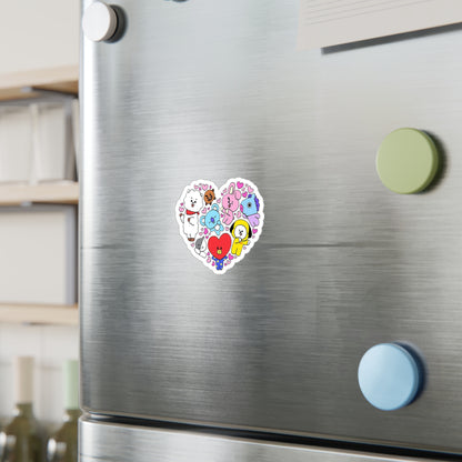 BTS BT21 In A Heart Vinyl Decals, Fun Stickers - Water, UV and Scratch Resistant!