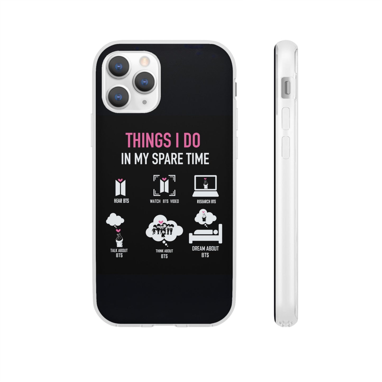 BTS Things I do in my spare time - B/W Cell Phone Case - iPhone, Samsung and Custom Covers -  K-Pop Phone Covers, Gifts for Fans, Stylish Cell Phone Accessories