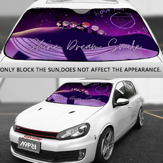 BTS Car Sun Shade - Shine Dream Smile - Ships Immediately! Size Small - 51.2"x 27.5"