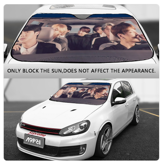 BTS Car Sun Shade - OT7 In the car driving - Ships Immediately! Large - 63.0"x36.0"