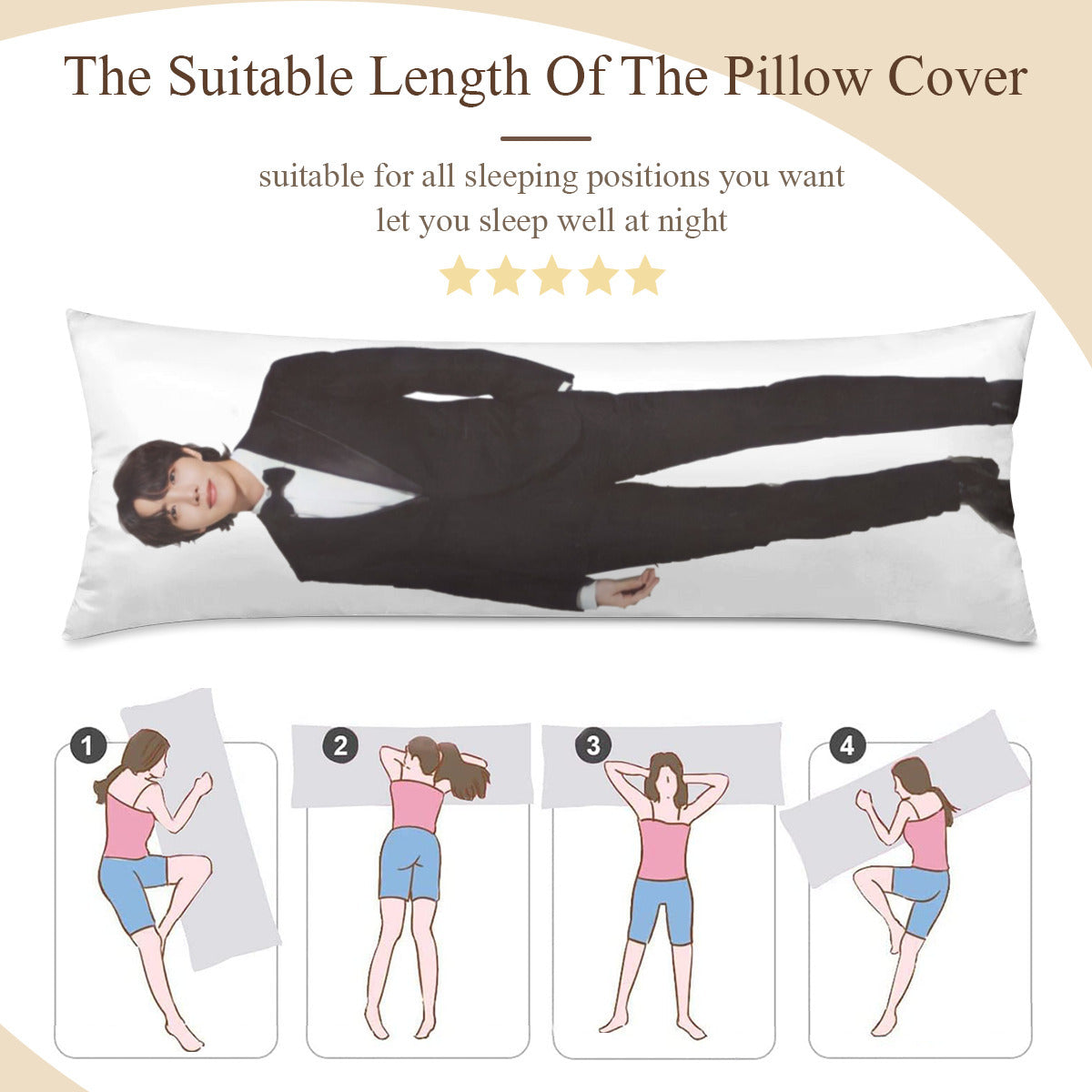 BTS Jhope Body Pillow Case - 3 Sizes - BTS J-Hope full size pillow case - BTS J Hope double sided pillowcase
