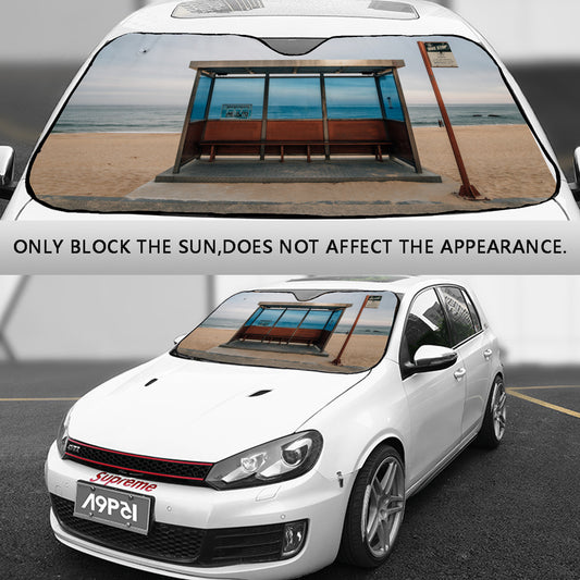 BTS Car Sun Shade - Hyangho Beach Bus Stop - BT21 Car Windshield Sun Shade - Gift for Bangtan Fan, Army Car Sunshade BTS - K-Pop