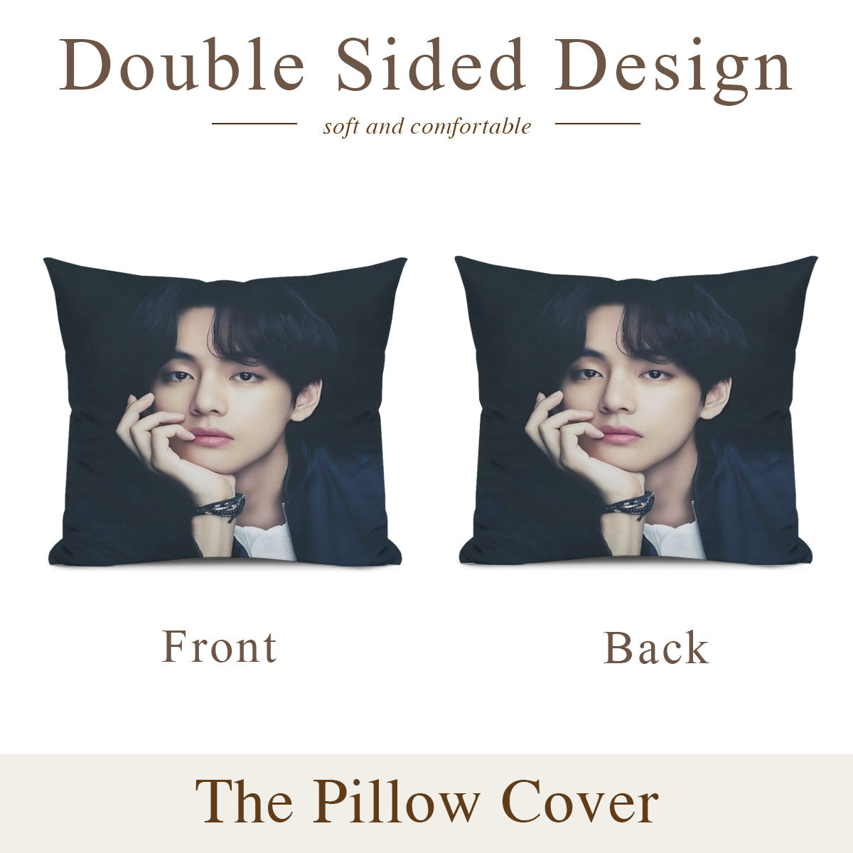BTS V themed pillow cushion cover- double sided pillow case -  Pillowcase! Great KPOP Gift!