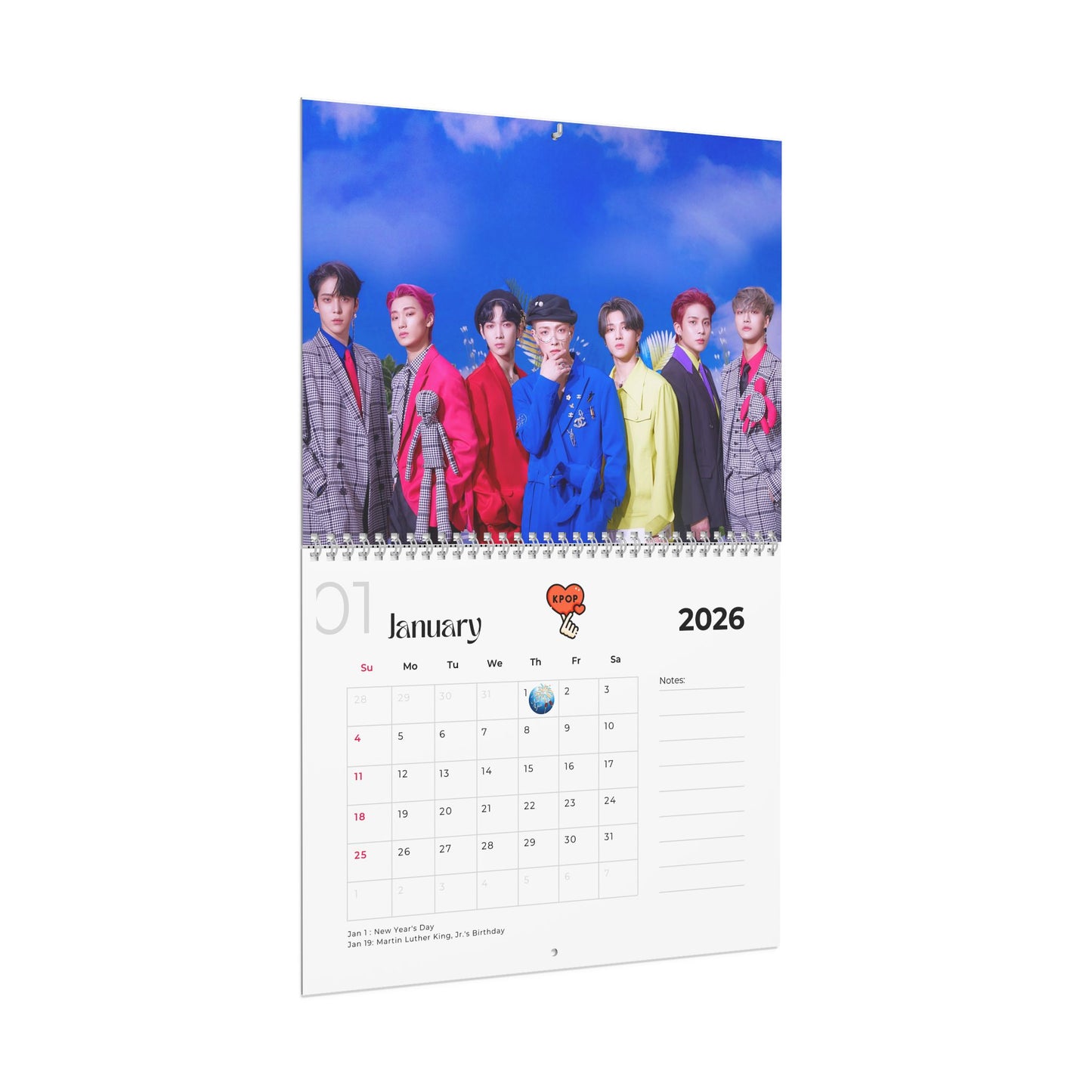 Ateez -  Aniteez - ATINY 2026 Wall Calendar Monthly Planner KPop Gift