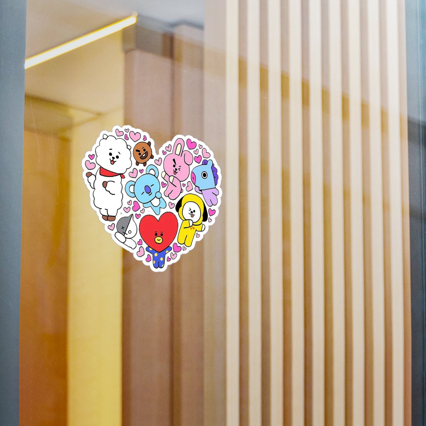 BTS BT21 In A Heart Vinyl Decals, Fun Stickers - Water, UV and Scratch Resistant!