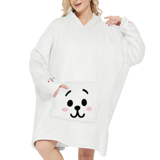 BTS BT21 RJ Snug Hoodie Oversized  - Hoodie Oversized - Wearable Blanket Hoodie - Blanket Hoodie Fleece Blanket Hoodie