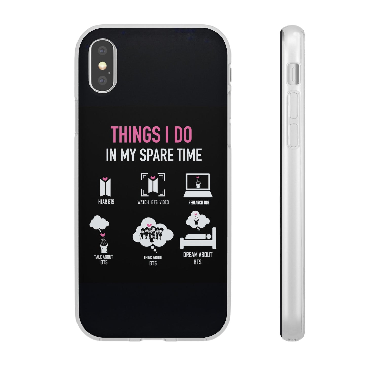 BTS Things I do in my spare time - B/W Cell Phone Case - iPhone, Samsung and Custom Covers -  K-Pop Phone Covers, Gifts for Fans, Stylish Cell Phone Accessories