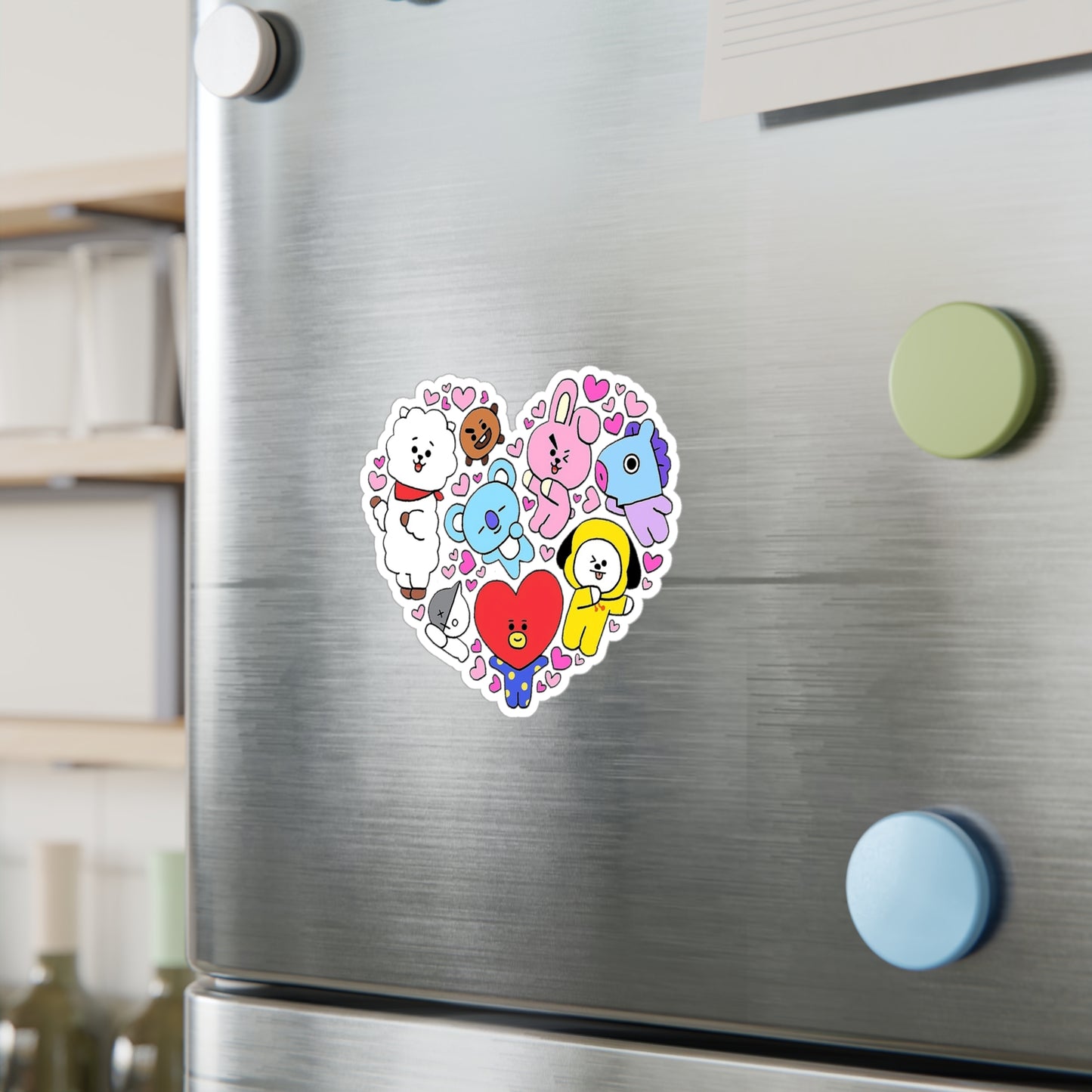 BTS BT21 In A Heart Vinyl Decals, Fun Stickers - Water, UV and Scratch Resistant!