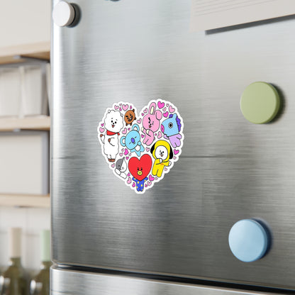 BTS BT21 In A Heart Vinyl Decals, Fun Stickers - Water, UV and Scratch Resistant!