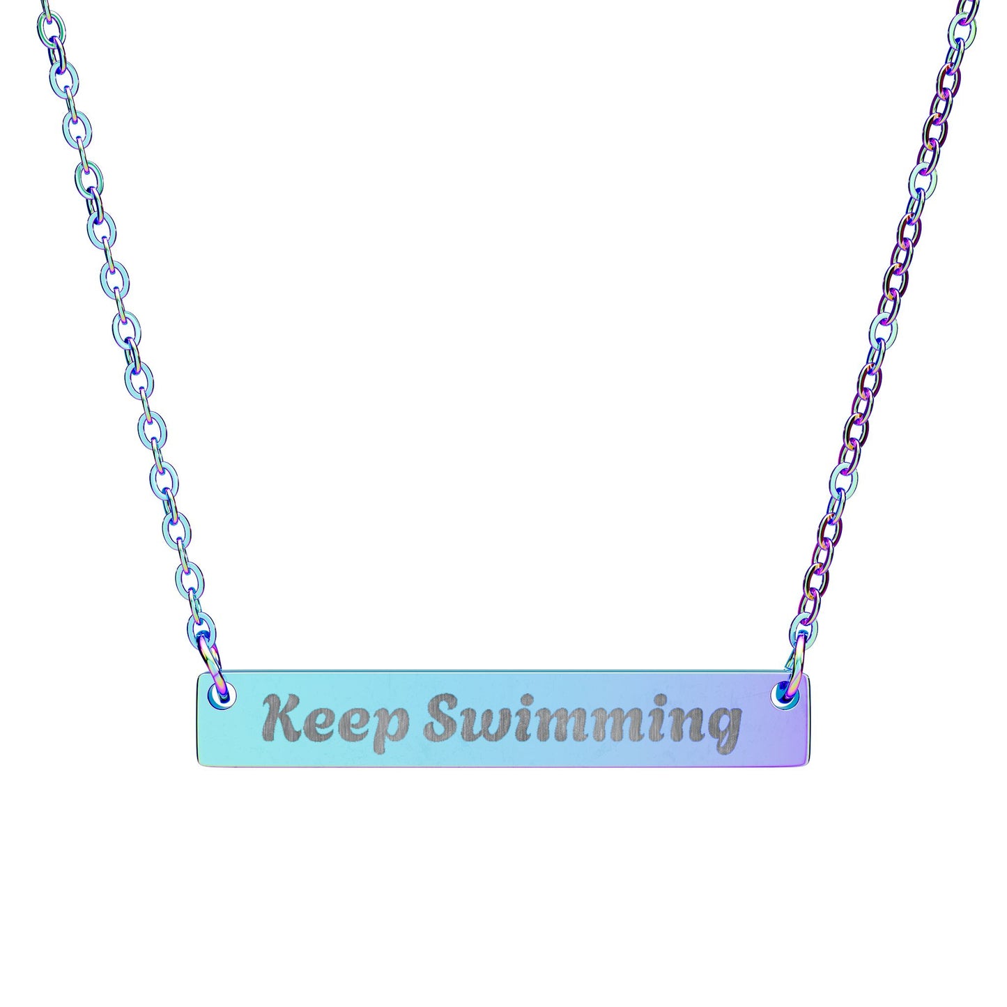 BTS Swim Keep Swimming Engraved Bar Necklace Necklace for Women & Men – Arirang Stainless Steel Pendant