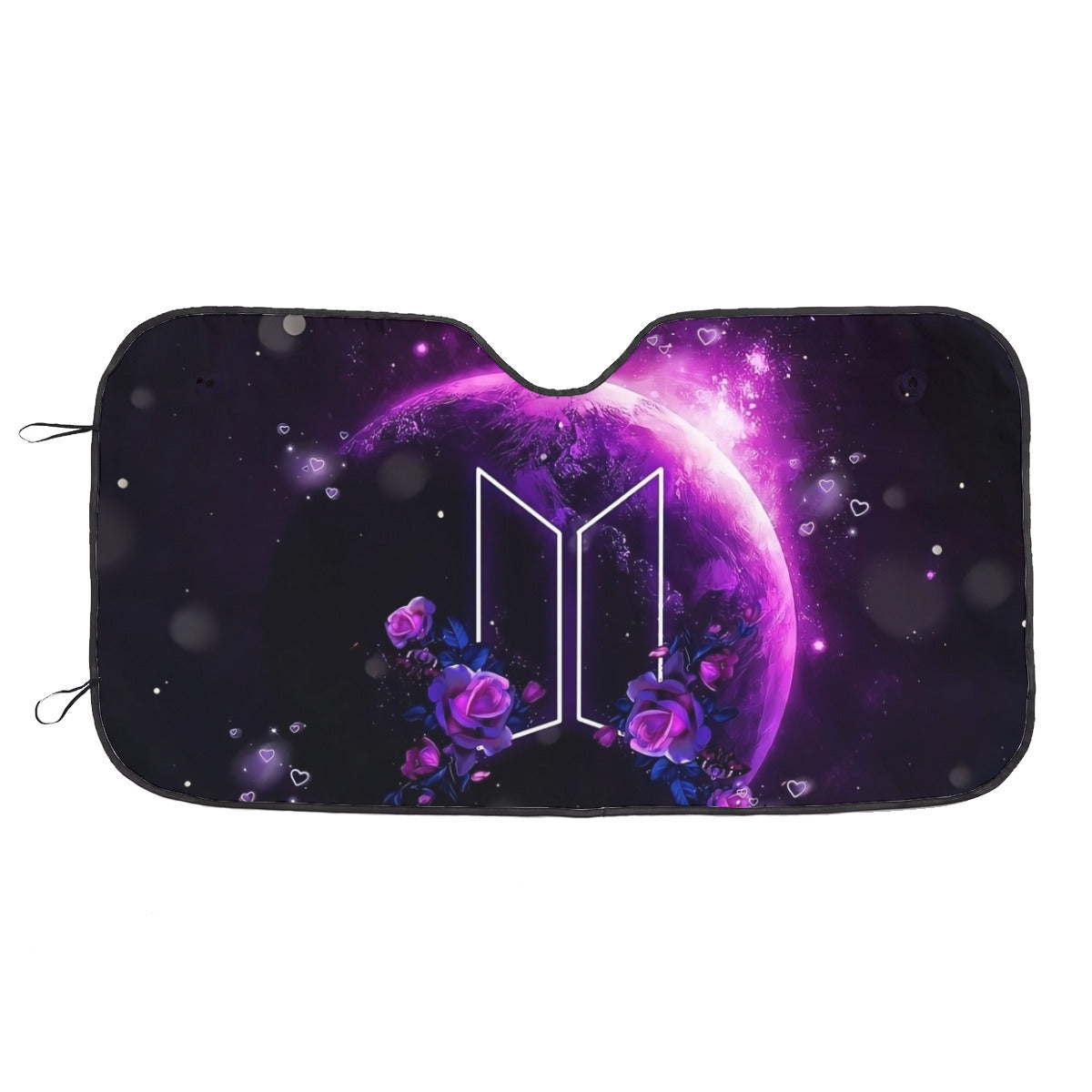 BTS Car Windshield Sun Shade - Purple Galaxy with Logo - BT21 Car Sun Shade- Gift for Army Car Sunshade BTS - K-Pop Car Accessories