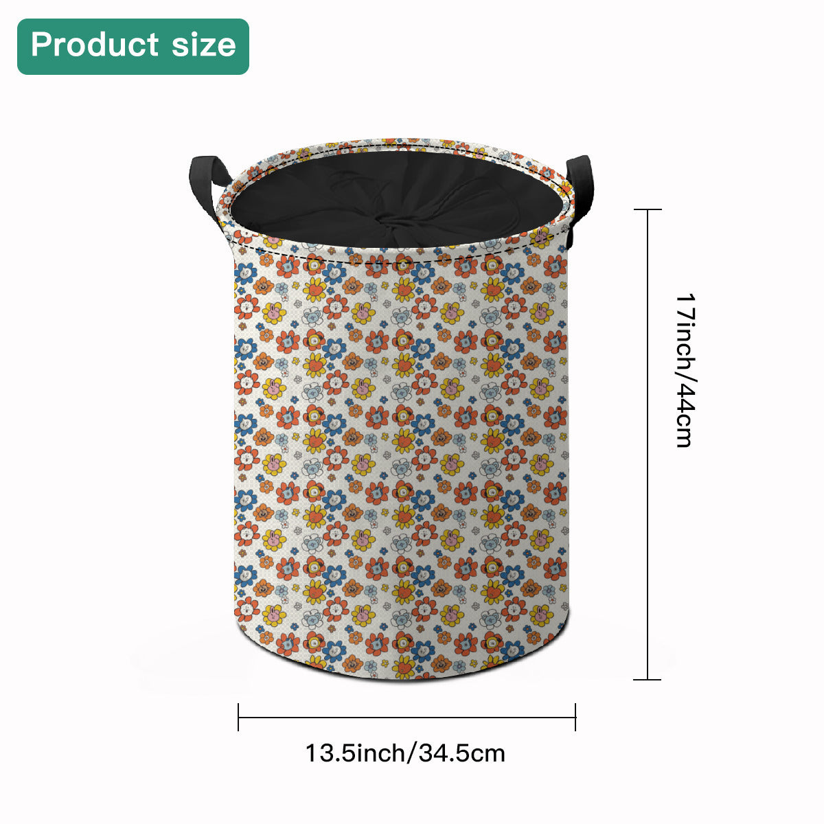 BTS BT21 Flower Pattern Laundry Basket With Drawstring - Kpop laundry bag