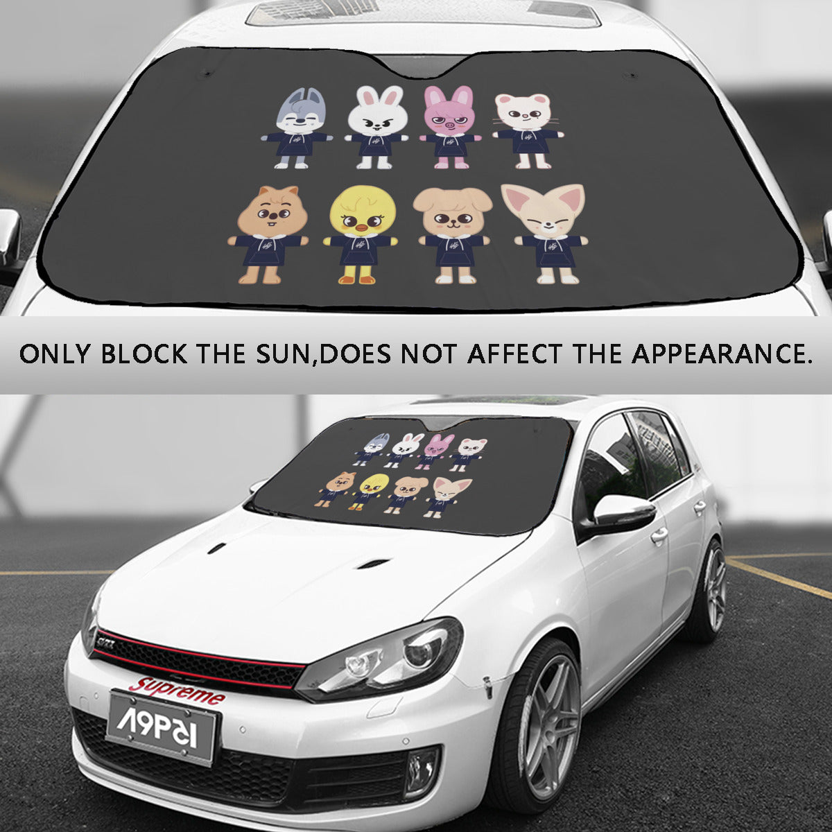 Stray Kids SKZOO Car Sun Shade - Windshield Cover - Car accessory , Gift for kpop Fan Car sun visor -sun blocker - Windshield heat shield