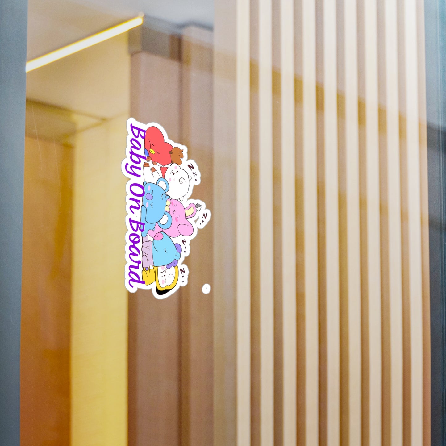 BTS BT21 Sleeping Babies - Baby On Board Vinyl Decals, Fun Stickers - Water, UV and Scratch Resistant!
