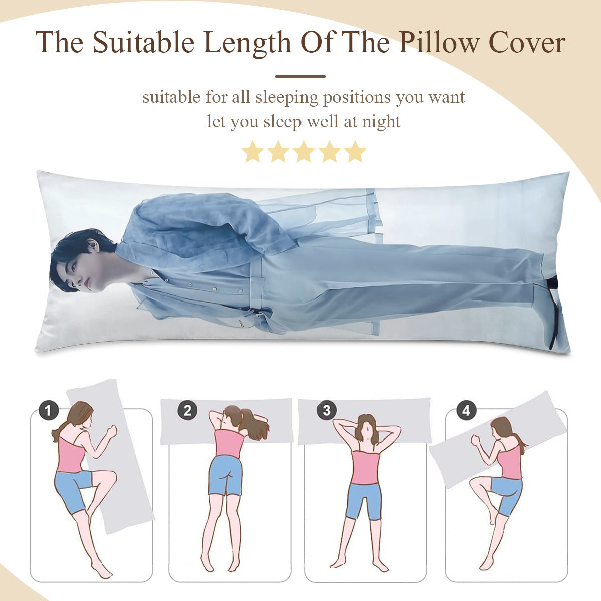 BTS V Body Pillow Case - 3 Sizes - BTS V full size pillow case - BTS Taehyung double sided pillowcase
