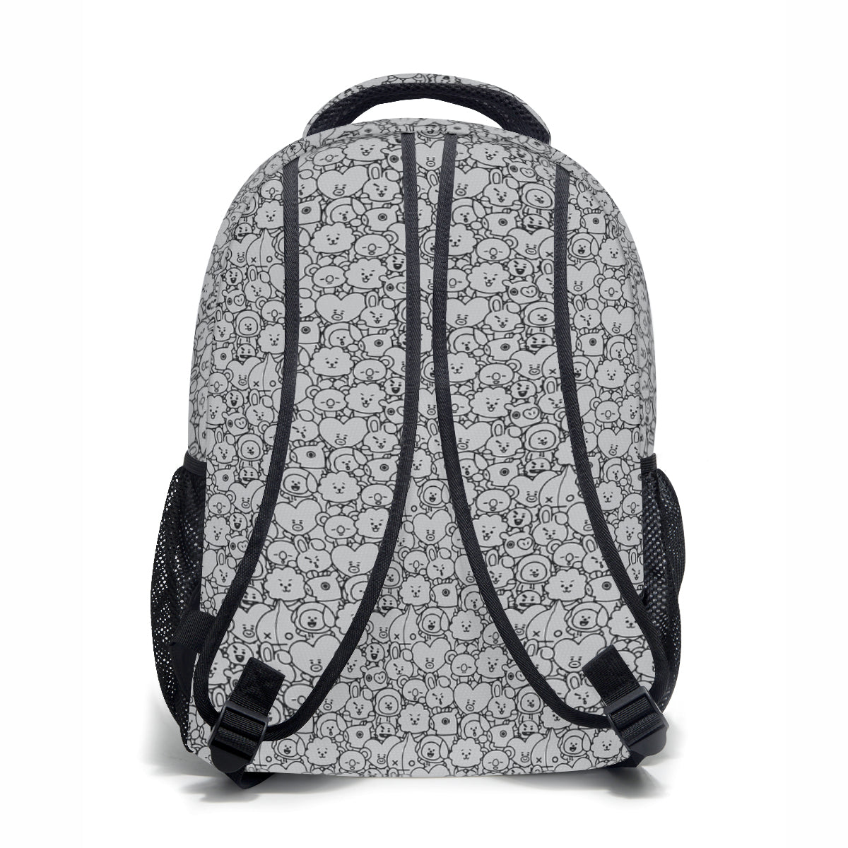 BTS BT21 with Black and Grey pattern Backpack Bookbag - Great for school and more!