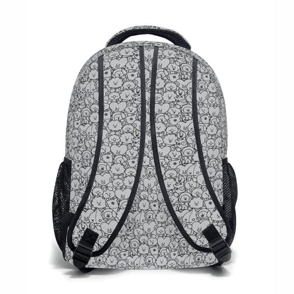BTS BT21 with Black and Grey pattern Backpack Bookbag - Great for school and more!
