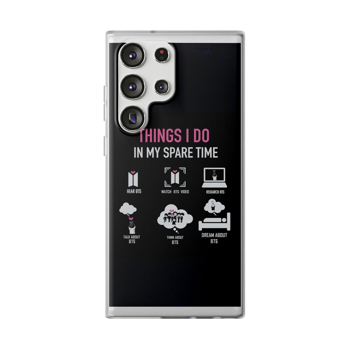 BTS Things I do in my spare time - B/W Cell Phone Case - iPhone, Samsung and Custom Covers -  K-Pop Phone Covers, Gifts for Fans, Stylish Cell Phone Accessories
