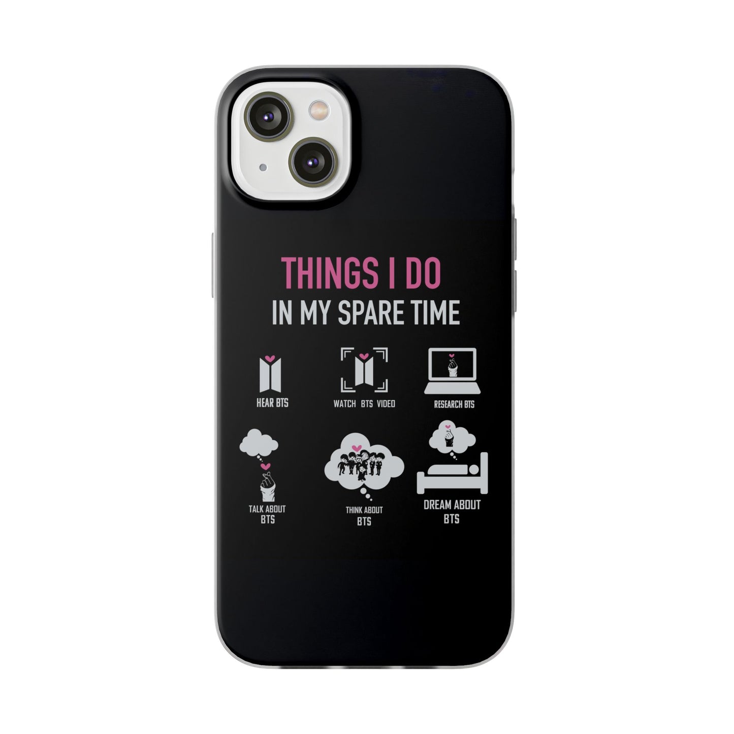 BTS Things I do in my spare time - B/W Cell Phone Case - iPhone, Samsung and Custom Covers -  K-Pop Phone Covers, Gifts for Fans, Stylish Cell Phone Accessories