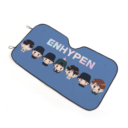Enhypen Logo - Engene Car Sun Shade - Kpop gift, Blue Car Sunshade, K-Pop Inspired Car Windshield Accessories - Blue Background