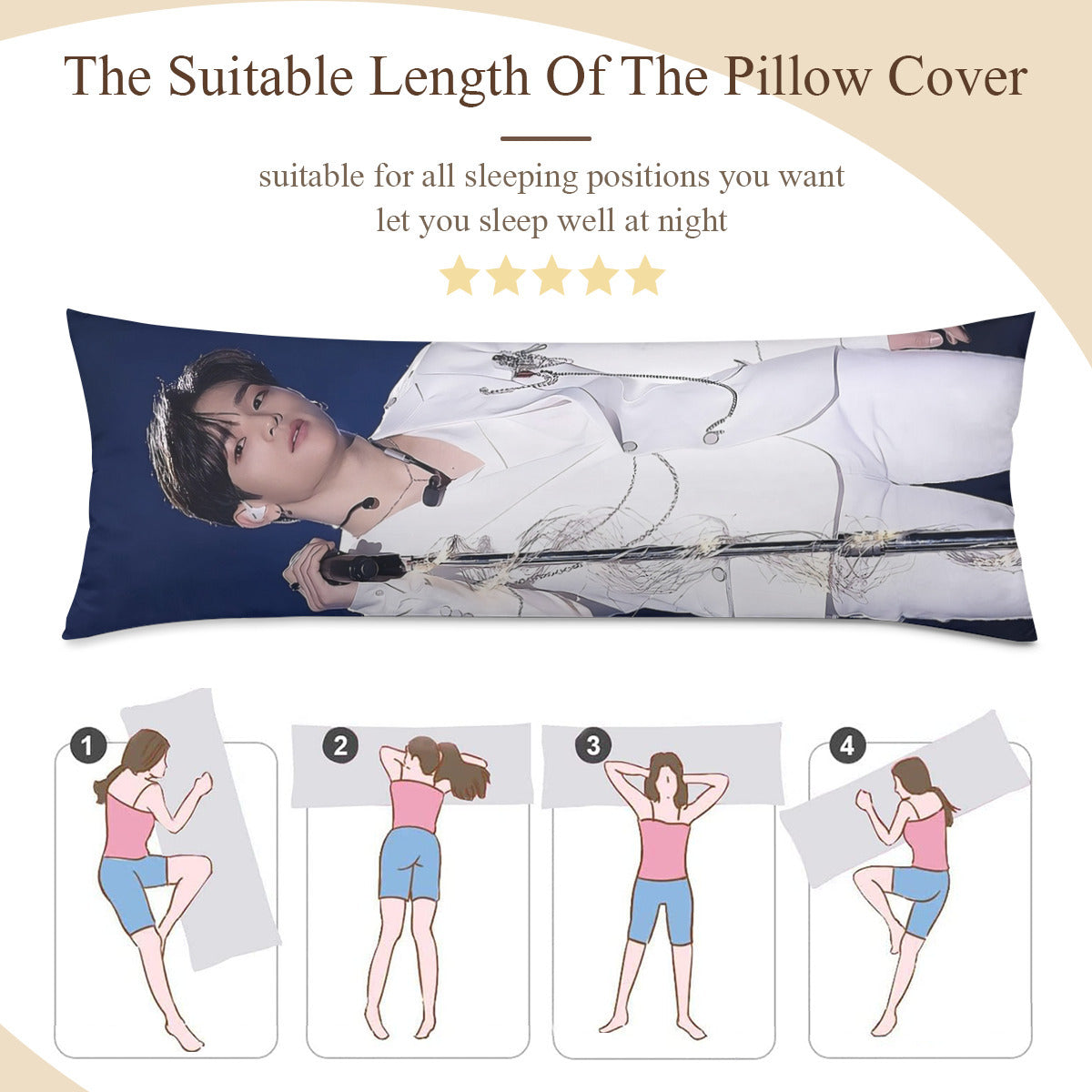 Stray Kids Woojin  Full Body Pillow Case - Double Sided Full Body Pillowcases - 3 sizes! - Long Pillow Cover Double-Sided Design (Multiple Sizes