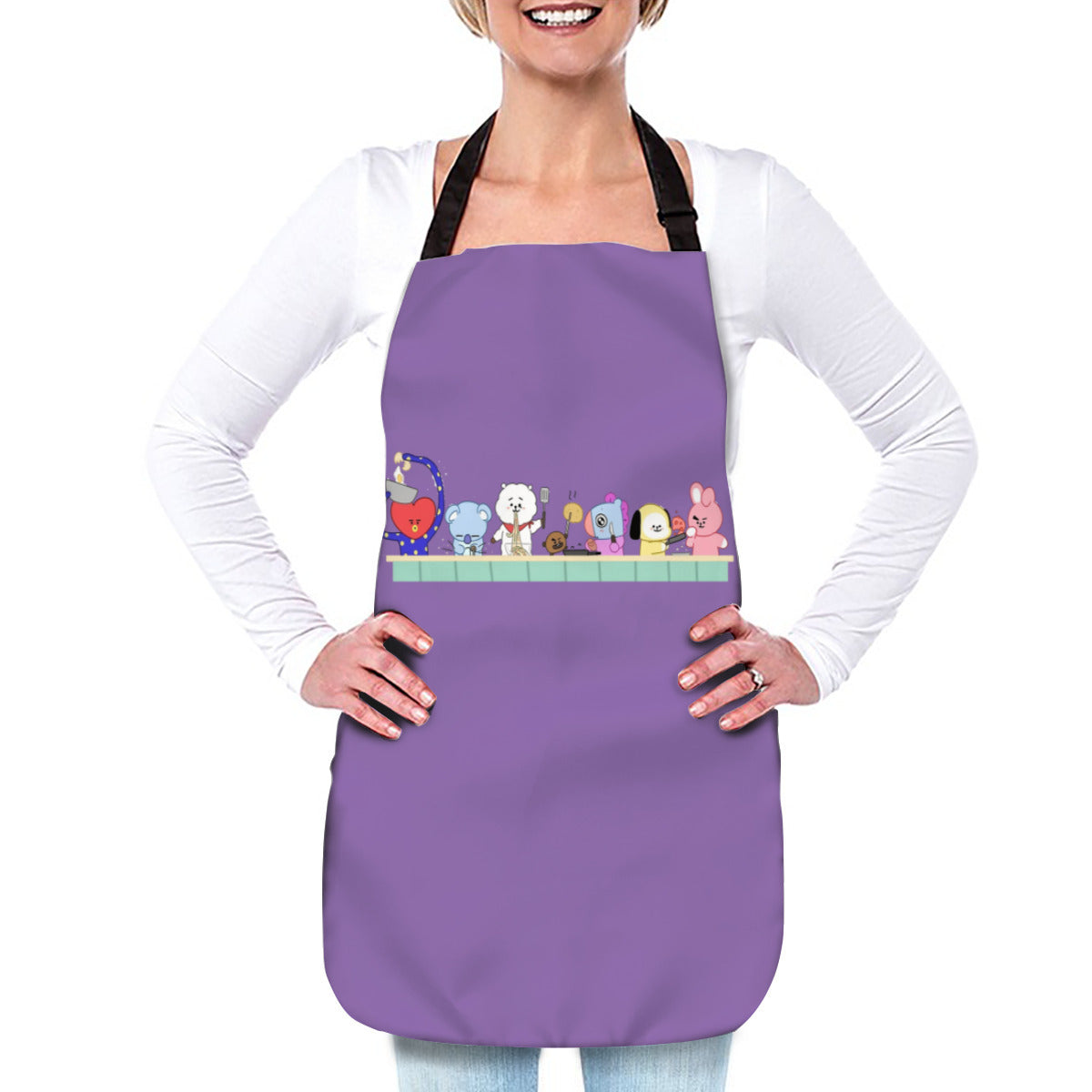 BTS BT21 Adjustable Purple Apron - Great for chefs, bakers and home cooks! Great gift for K-Pop lover!