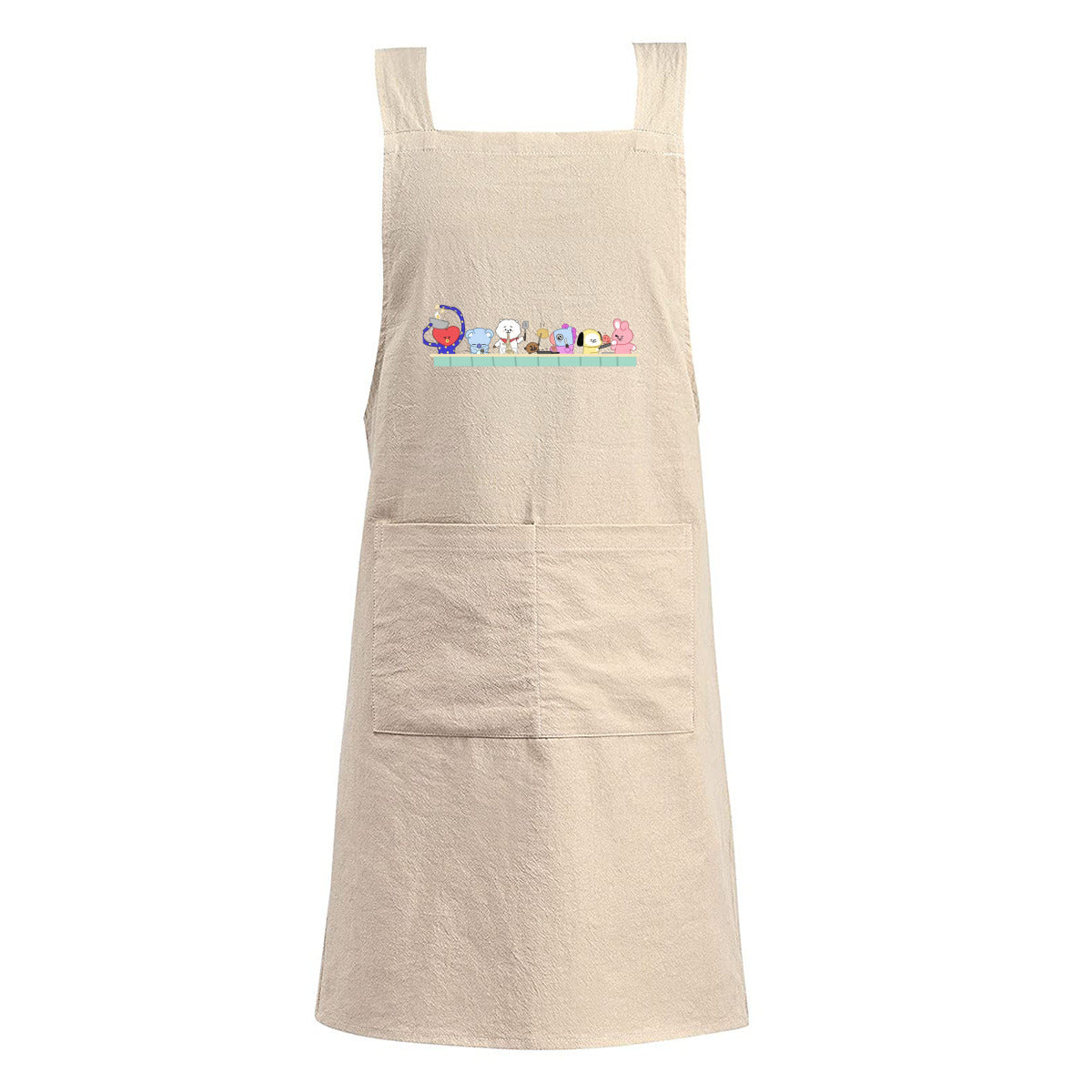 BTS BT21 Adult's Apron - Korean literary style - 2 colors! Cotton Linen - Great for up & coming chefs!