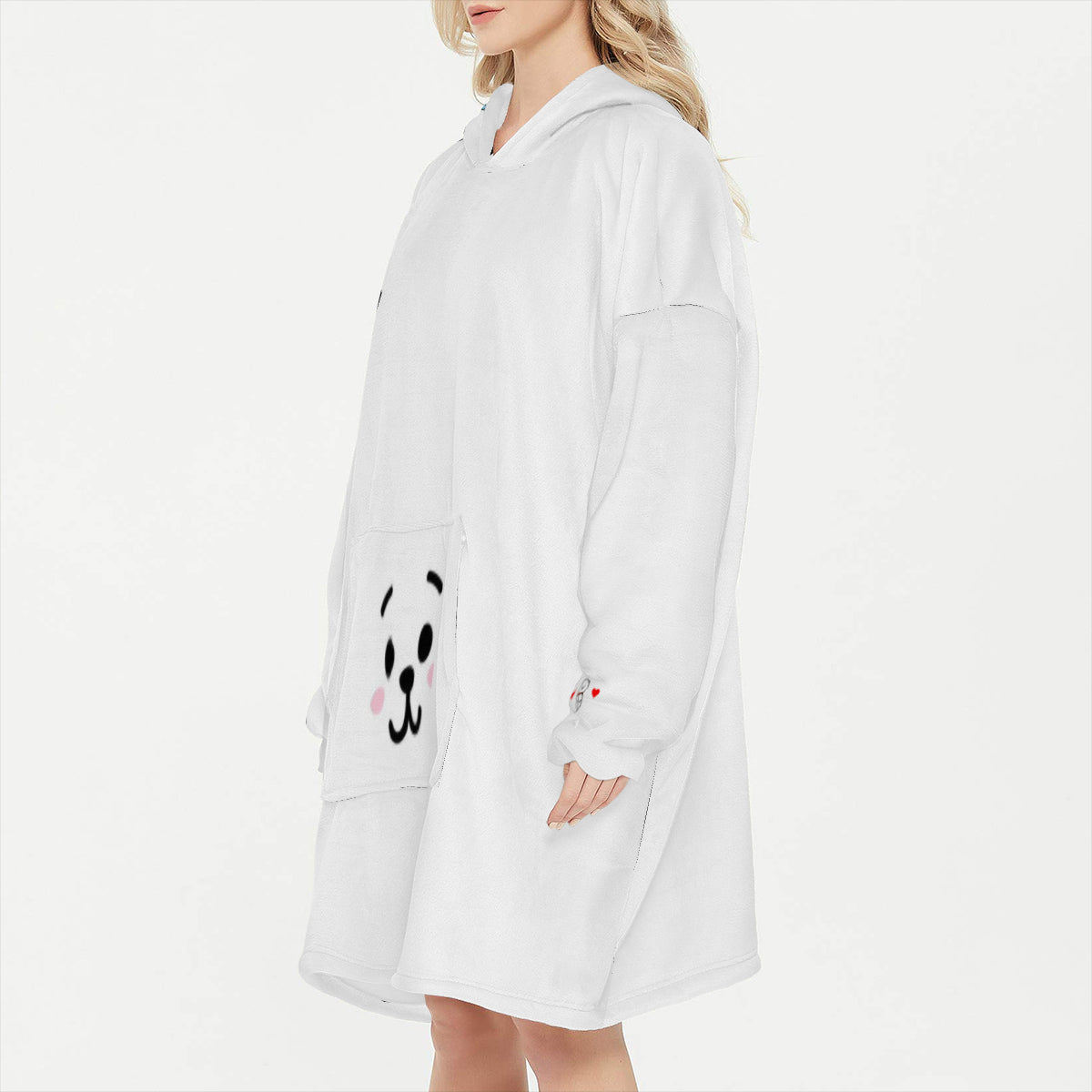 BTS BT21 RJ Snug Hoodie Oversized  - Hoodie Oversized - Wearable Blanket Hoodie - Blanket Hoodie Fleece Blanket Hoodie