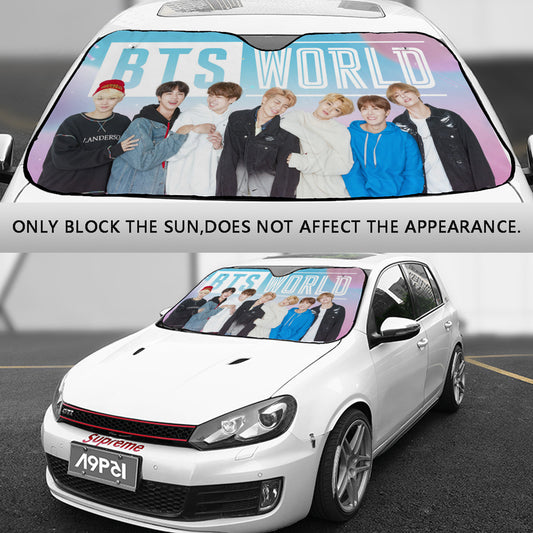 BTS Car Sun Shade - BTS World - BT21 Car Windshield Sun Shade- Gift for Army Car Sunshade BTS - K-Pop Inspired Car Accessories