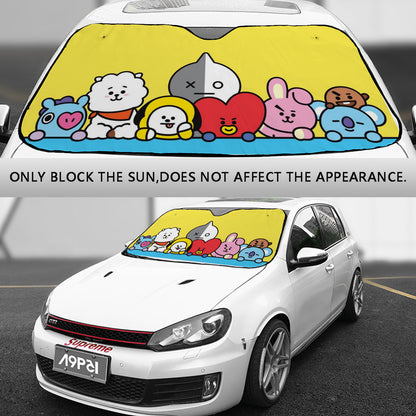 BTS Car Sun Shade - BT21 Car Windshield Sun Shade - Gift for Bangtan Fan, Army Car Sunshade BTS - K-Pop Inspired Car Accessories - KPOP