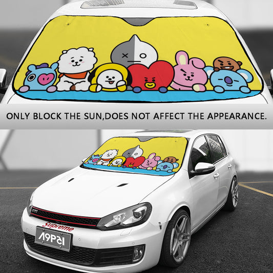 BTS Car Sun Shade - BT21 Car Windshield Sun Shade - Gift for Bangtan Fan, Army Car Sunshade BTS - K-Pop Inspired Car Accessories - KPOP