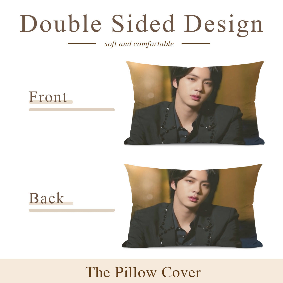 BTS Jin themed Pillow sham - double sided pillow case -  Pillowcase! Great KPOP Gift!