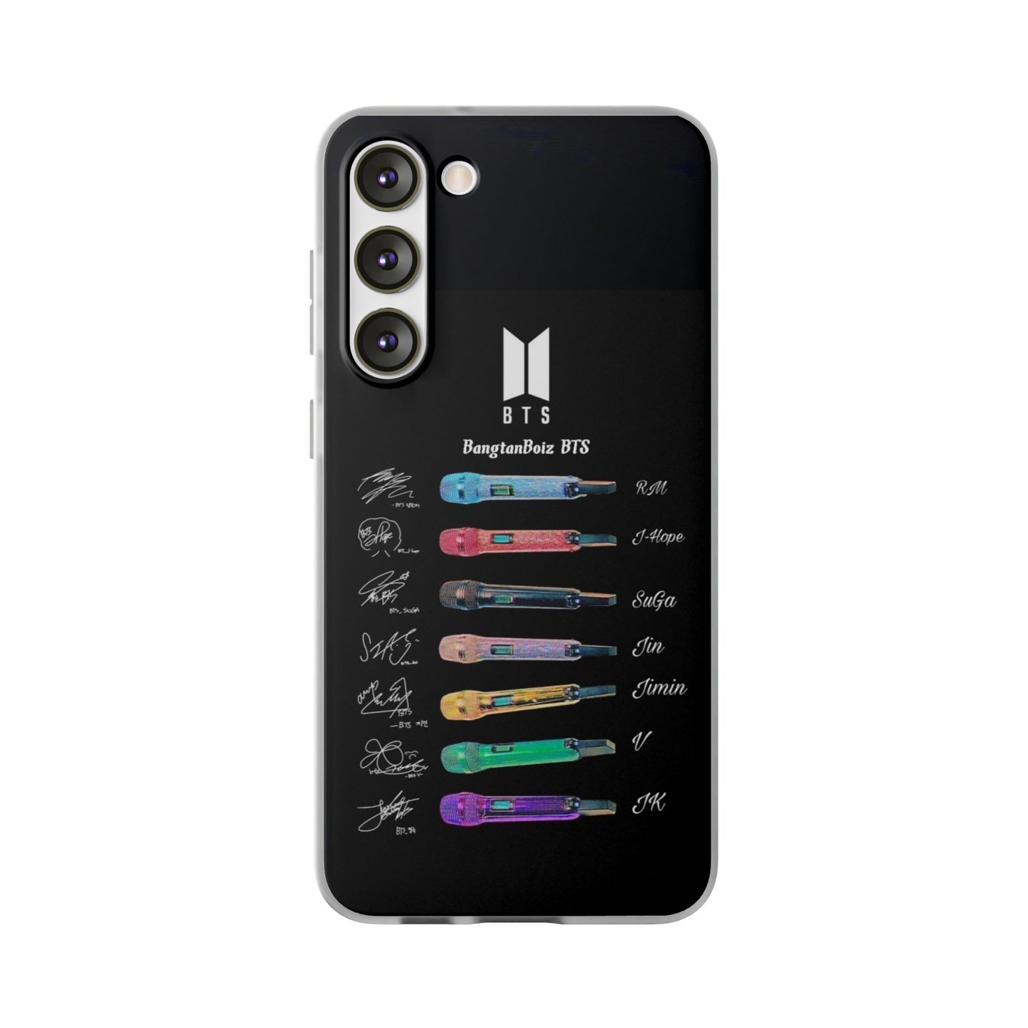 BTS OT7  Microphones & Signatures Cell Phone Case - iPhone, Samsung and Custom Covers -  K-Pop Phone Covers, Gifts for Fans, Stylish Cell Phone Accessories