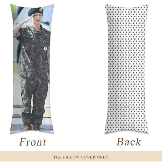 BTS Jin Military Discharge Body Pillow Case - 3 Sizes - BTS Jin full size double sided pillow case - BTS World Wide Handsome pillow case