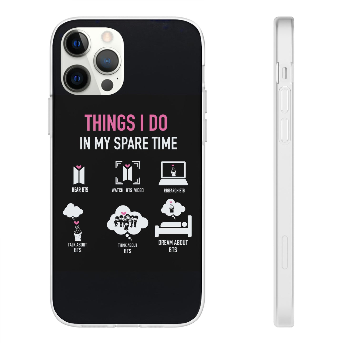 BTS Things I do in my spare time - B/W Cell Phone Case - iPhone, Samsung and Custom Covers -  K-Pop Phone Covers, Gifts for Fans, Stylish Cell Phone Accessories