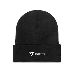 Seventeen White Logo Beanie for Adults – Cozy Polyester Knit Hat - Stylish, Comfortable & Trendy Hat