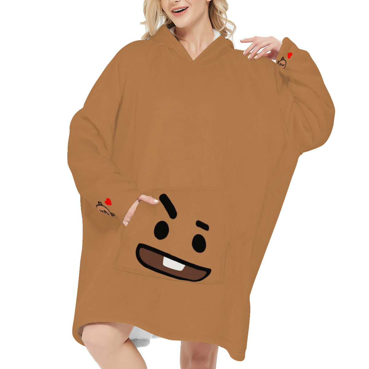 BT21 Shooky Snug Hoodie Oversized - BTS Suga Snung Hoodie Oversized - BTS Agust D Wearable Blanket Fleece  Hoodie